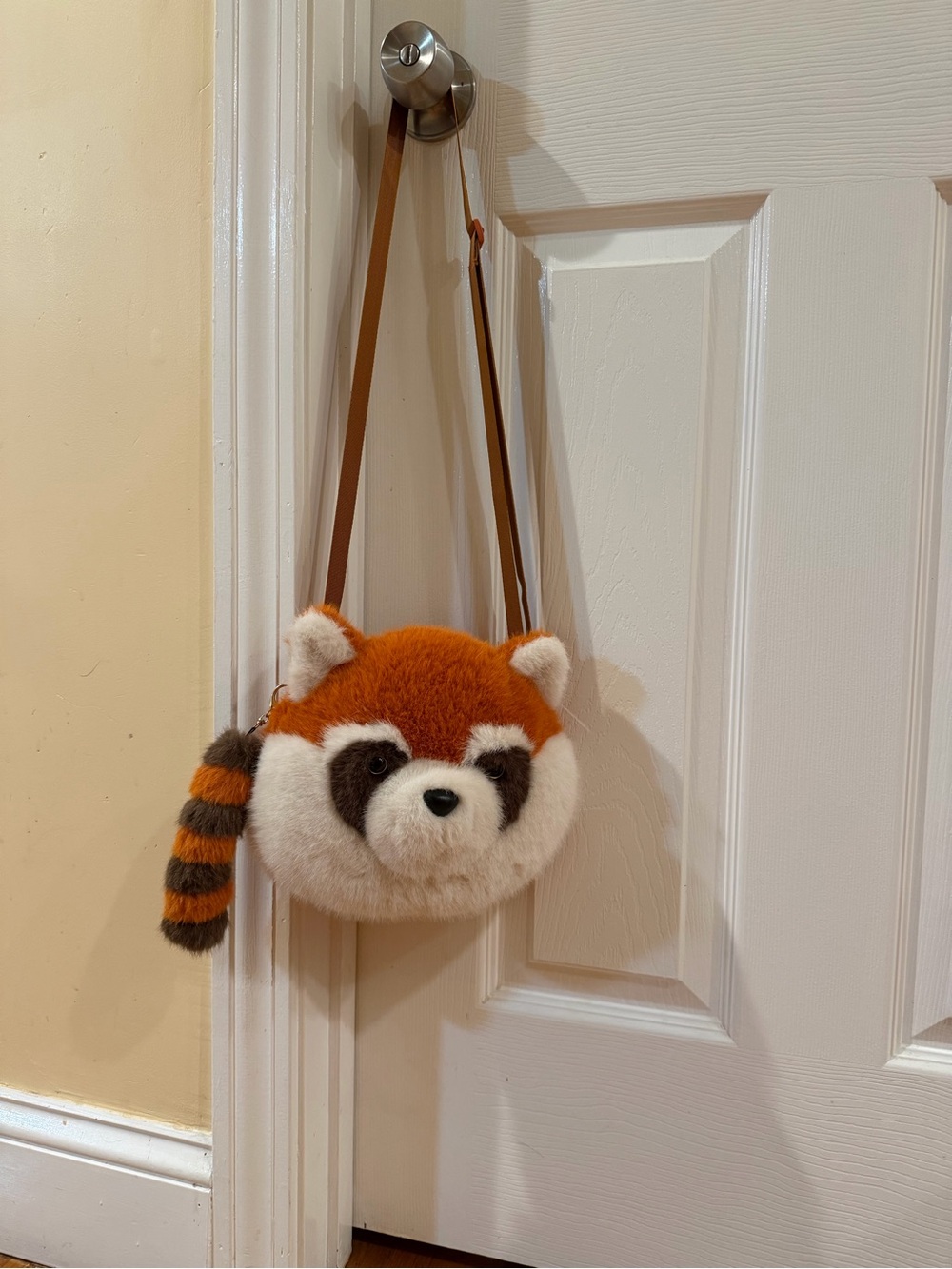 Kids Plush Red Panda Crossbody Bag - Brown Strap